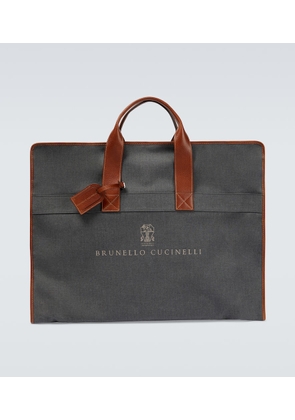 Brunello Cucinelli Leather-trimmed canvas garment bag