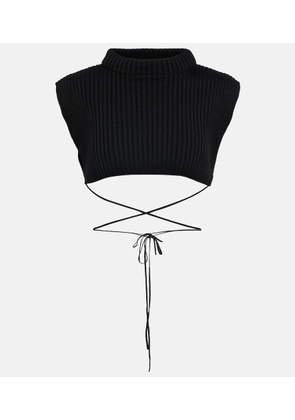 Jean Paul Gaultier Tie-trimmed wool crop top