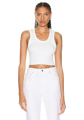 AGOLDE Cropped Poppy Tank in White - White. Size L (also in M, S, XL, XS).