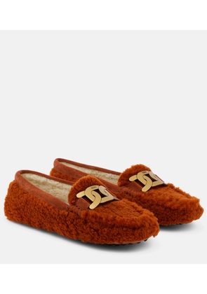 Tod's Embellished shearling loafers