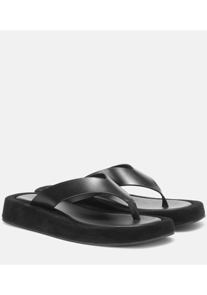 The Row Ginza leather and suede sandals