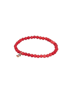 Sydney Evan Mini Enamel Cherries Charm On Beaded Jade Bracelet in Red - Red. Size all.