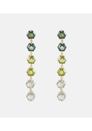 Suzanne Kalan Lilou 14kt yellow gold drop earrings with topaz, peridot and amethyst