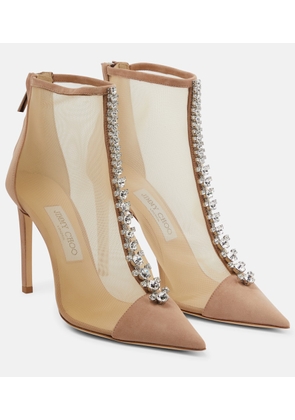 Jimmy Choo Bing 100 mesh and suede ankle boots