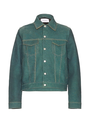 Bianca Saunders Larda Leather Jacket in Indigo & Teal Stripe - Blue. Size M (also in ).