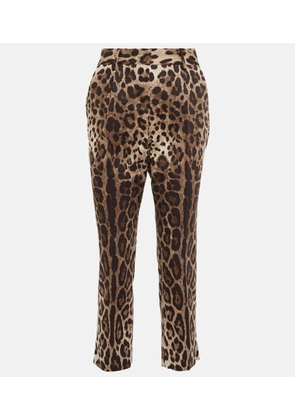 Dolce&Gabbana Leopard-print cropped cotton-blend pants