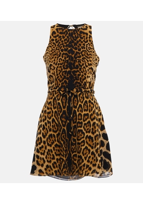 Saint Laurent Leopard-print silk georgette minidress