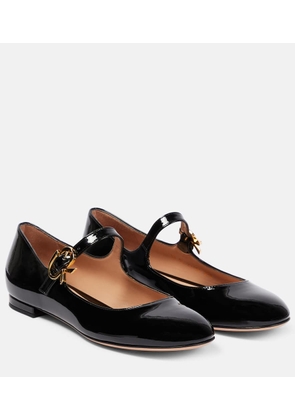 Gianvito Rossi Mary Ribbon patent leather ballet flats