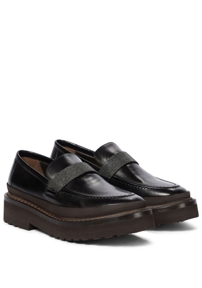Brunello Cucinelli Embellished leather loafers