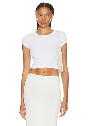 Enza Costa Silk Knit Cropped Cap Sleeve T-shirt in White - White. Size L (also in M, S, XL, XS).