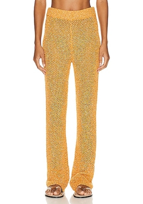 The Elder Statesman Como Cross Net Pant in Gold Speckle - Mustard. Size L (also in M, XS).