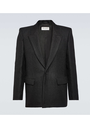 Saint Laurent Striped linen, wool, and silk blazer