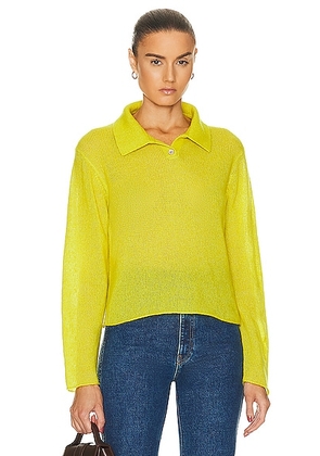 The Elder Statesman Nimbus Henley Sweater in Chartreuse - Green. Size L (also in XS).