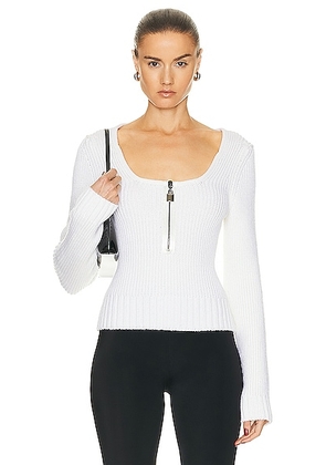 TOM FORD Square Neck Zipped Top in Chalk - White. Size L (also in M, S).