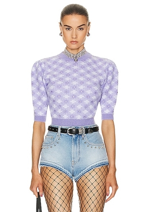 Alessandra Rich Short Sleeve Sweater in Lilac - Lavender. Size 36 (also in 38, 40, 42).