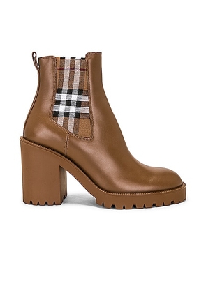 Burberry Leather Ankle Boot in Dark Birch Brown - Brown. Size 36 (also in 36.5, 41).