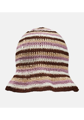 Anna Kosturova Striped crochet cotton bucket hat
