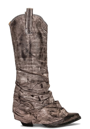 R13 Mid Cowboy Boots in Distressed Grey - Grey. Size 36 (also in 38, 39).