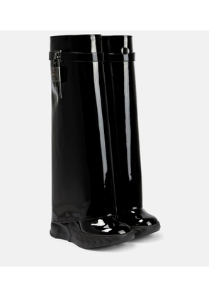 Givenchy Shark Lock Biker patent leather knee-high boots