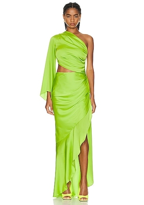 PatBO One Shoulder Draped Maxi Dress in Lime - Green. Size 0 (also in 2, 4).
