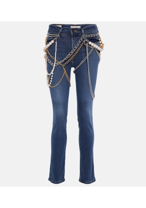 Junya Watanabe Chain-detail mid-rise slim jeans