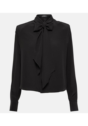 Wardrobe.NYC Tie-neck silk crêpe de chine blouse