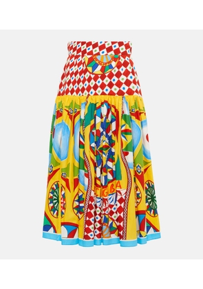 Dolce&Gabbana Printed pleated cotton midi skirt