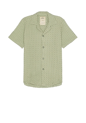 OAS Dusty Green Cuba Waffle Shirt in Green - Green. Size L (also in M, S, XL/1X).