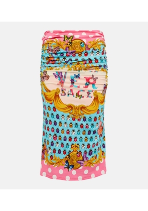 Versace Printed draped midi skirt