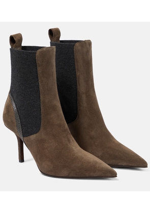 Brunello Cucinelli Embellished suede ankle boots