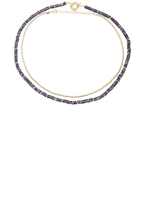 Jordan Road Jewelry Paradis 1 Stack Necklace in 18k Gold Plated Brass & Lapis - Metallic Gold. Size all.