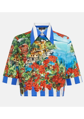 Dolce&Gabbana Portofino printed cotton poplin cropped shirt