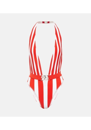 Dolce&Gabbana Portofino striped halterneck swimsuit