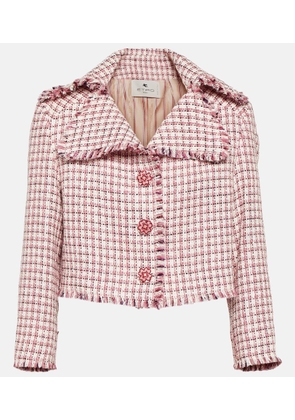 Etro Cropped houndstooth wool-blend jacket