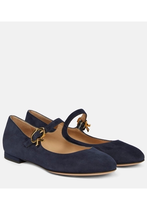 Gianvito Rossi Mary Ribbon suede ballet flats
