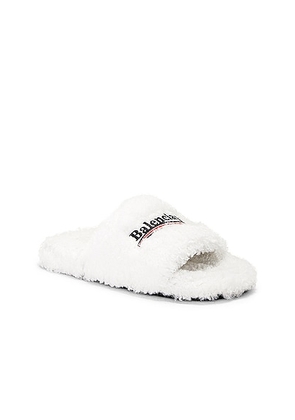 Balenciaga Furry Slide in White - White. Size 35 (also in 36, 37, 38, 41).