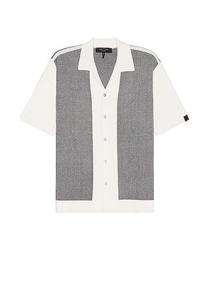Rag & Bone Herringbone Snap Front Avery Button Down Shirt in Ivory Multi - Grey. Size L (also in S, XL/1X).