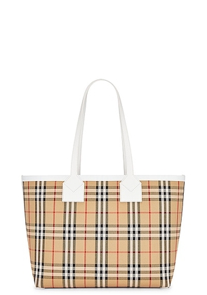 Burberry Medium London Tote Bag in Vintage Check & White - Brown. Size all.