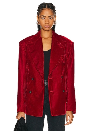 R13 Peak Lapel Ragged Blazer in Red - Red. Size M (also in S, XS).
