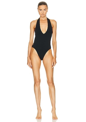 Eterne Amelia Halter One Piece Swimsuit in Black - Black. Size L (also in XL).