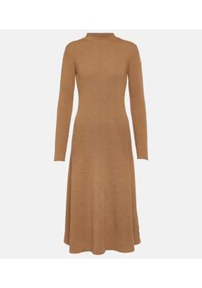 Moncler Ribbed-knit wool-blend midi dress