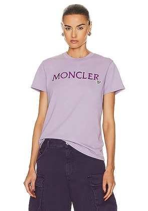 Moncler Logo T-shirt in Lilac - Lavender. Size M (also in S).