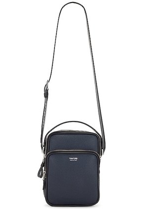 TOM FORD Double Zip Messenger Bag in Midnight Blue & Black - Navy. Size all.