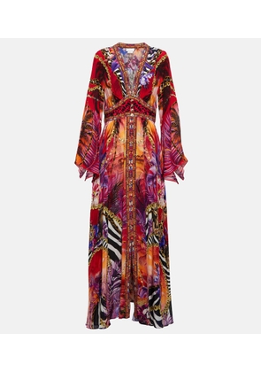 Camilla Printed embellished silk maxi dress