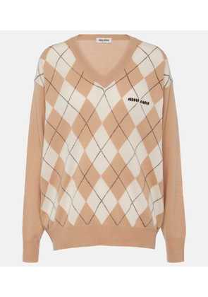 Miu Miu Argyle cashmere sweater