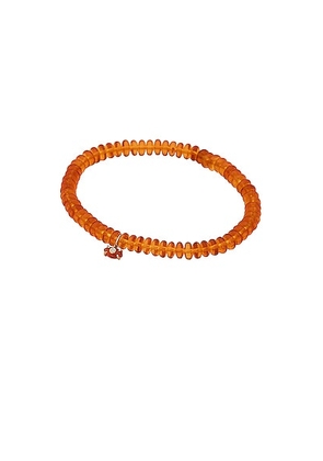 Sydney Evan Evil Eye Charm Beaded Bracelet in Amber - Burnt Orange. Size all.