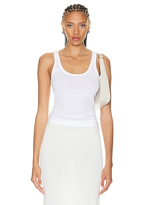 LESET Laura Scoop Neck Tank Top in White - White. Size L (also in ).