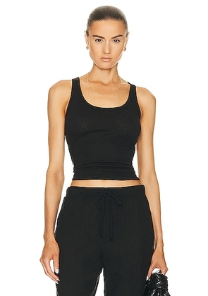 LESET Laura Scoop Neck Tank Top in Black - Black. Size L (also in M, XL).
