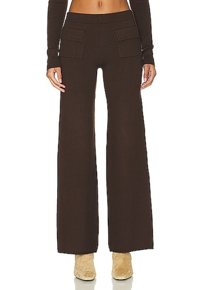 Helsa Lesa Pant in Dark Brown - Chocolate. Size L (also in M, S, XL, XS).