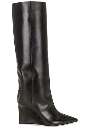 Jimmy Choo Blake 85 Leather Wedge Boot in Black - Black. Size 36 (also in 36.5, 37.5, 38, 39, 40).